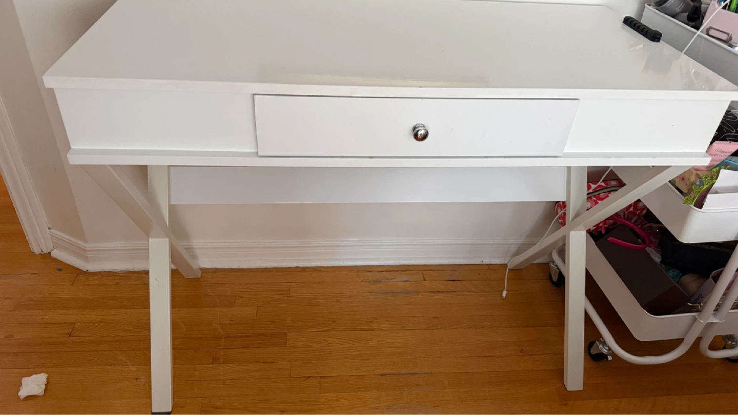 White Desk with Drawer