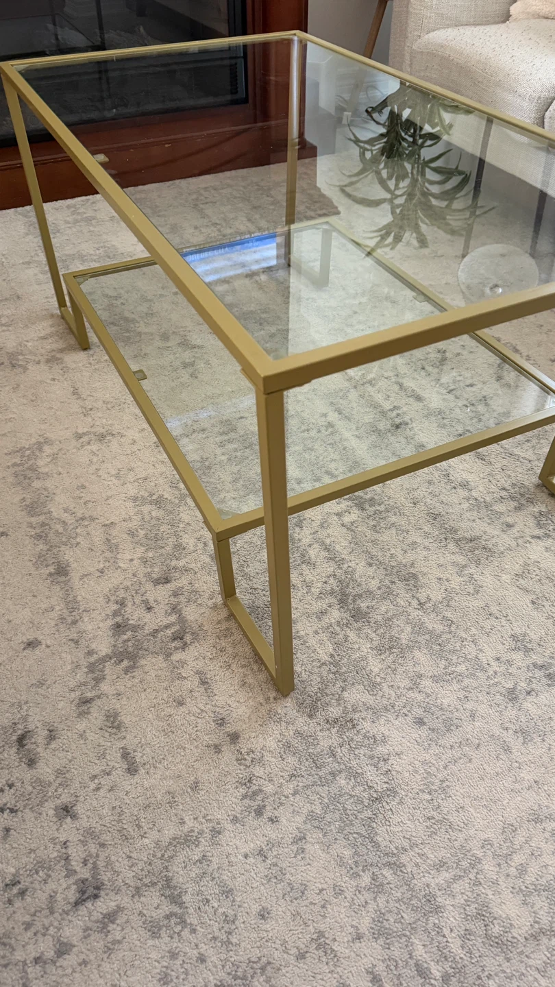 Gold Metal and Glass Coffee Table - photo 3