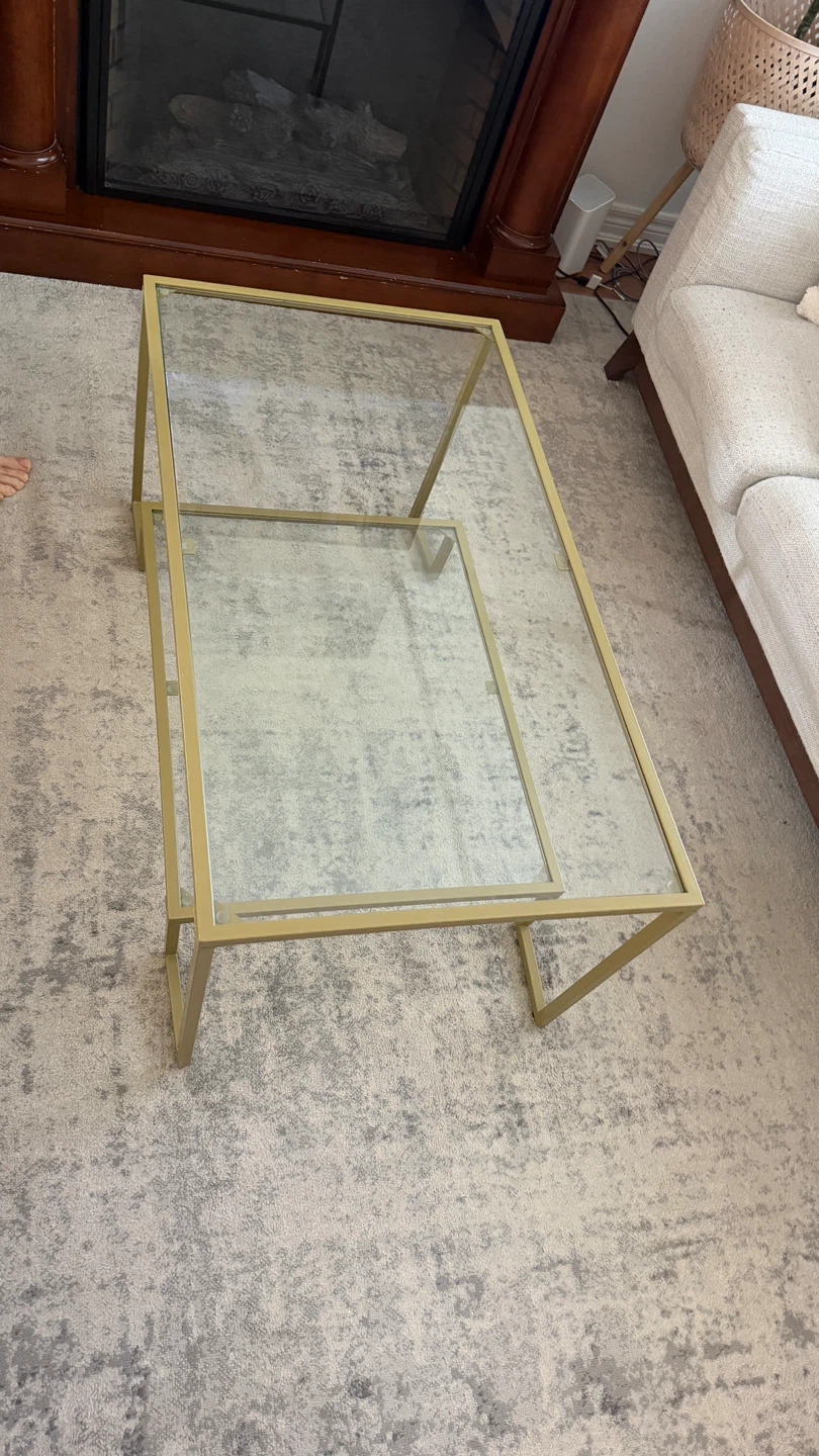 Gold Metal and Glass Coffee Table - photo 2