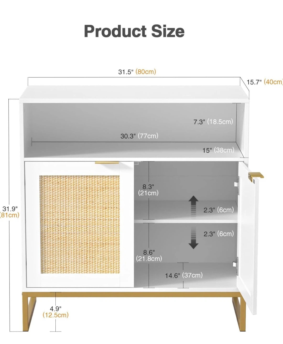 2 White Storage Cabinet with Rattan Doors - photo 2