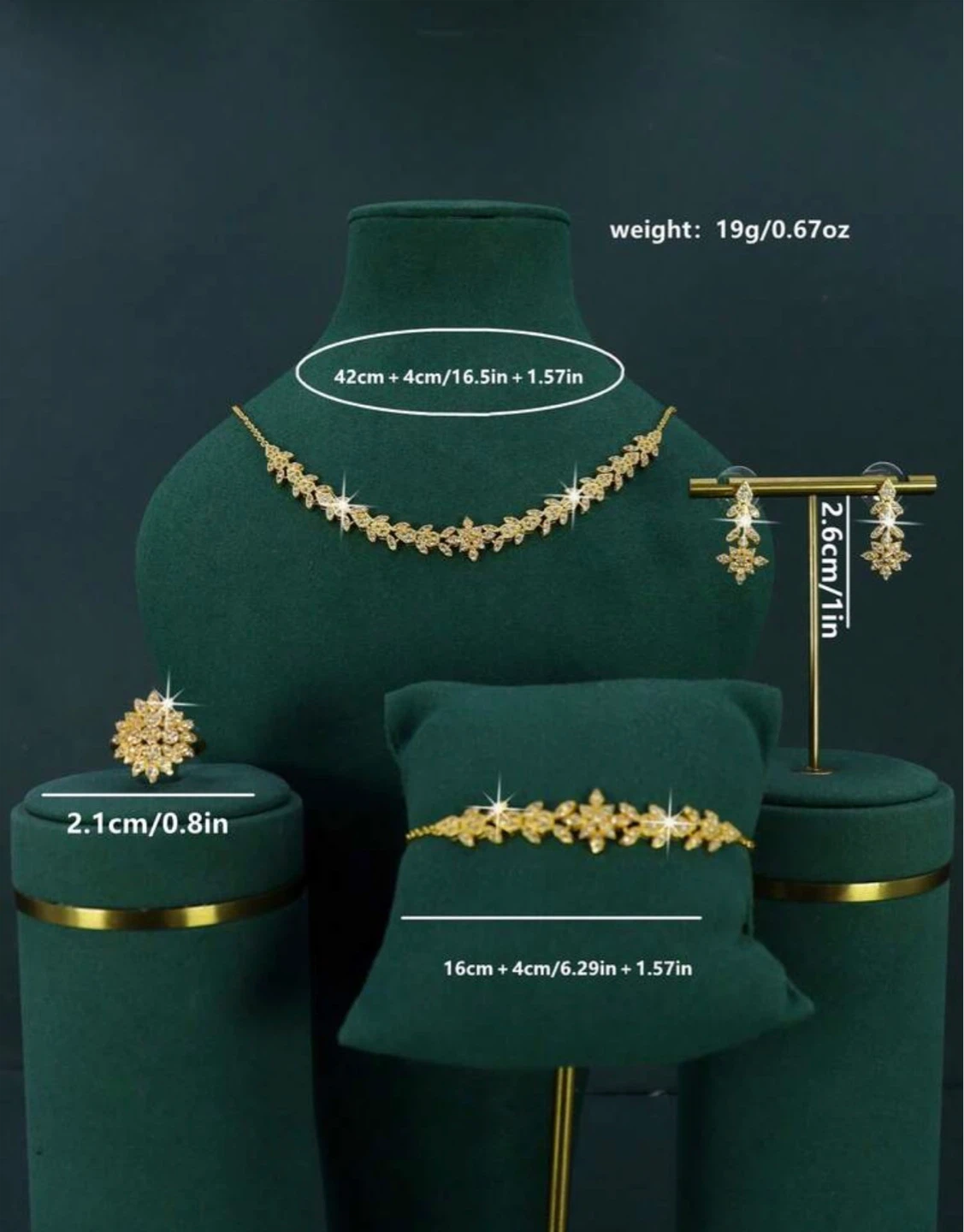 18K Gold Plated Royal Maple Leaf Bridal Jewelry Set - photo 3