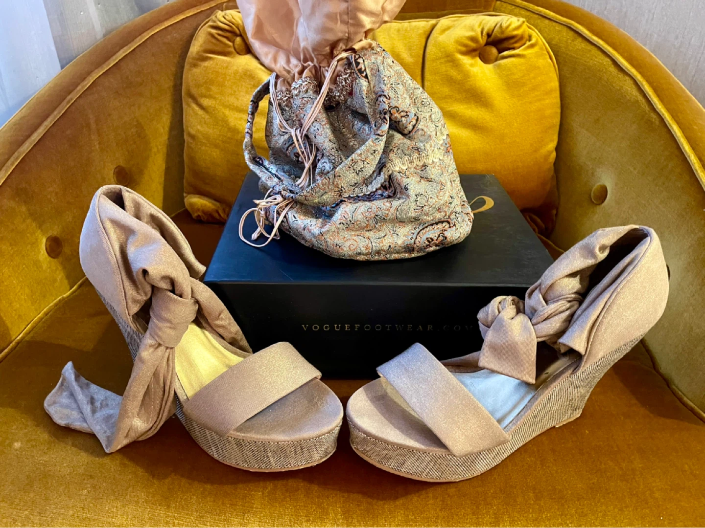 Vogue Footwear Wedge Heels with Pouch and Box