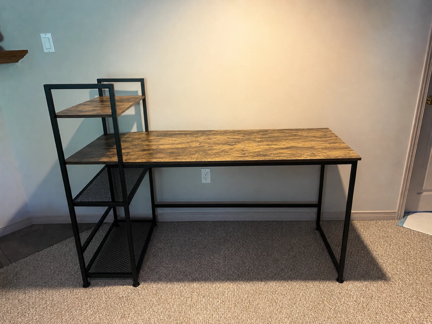 Industrial Style Desk with Shelving
