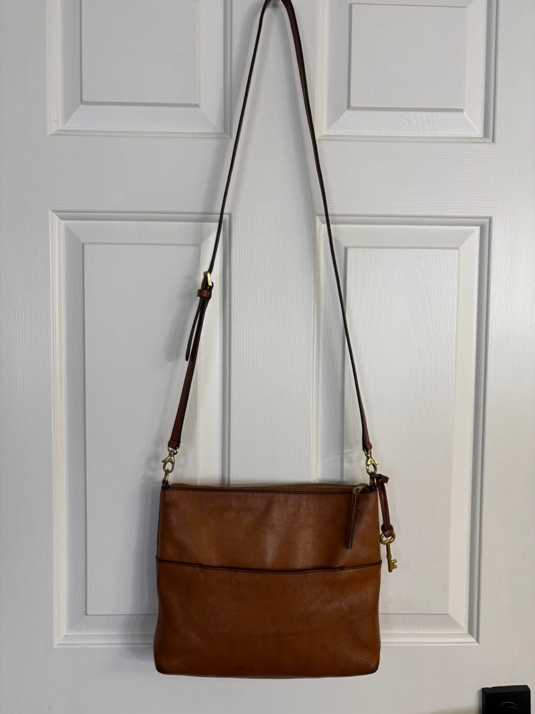 Fossil Fiona Brown Leather Crossbody Bag