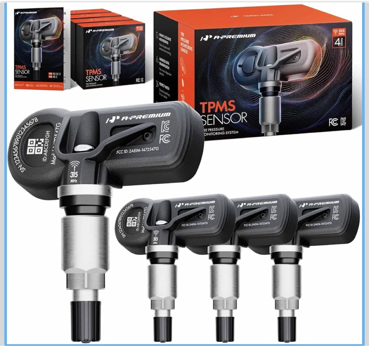A-Premium 4-Pack TPMS Sensors 315MHz