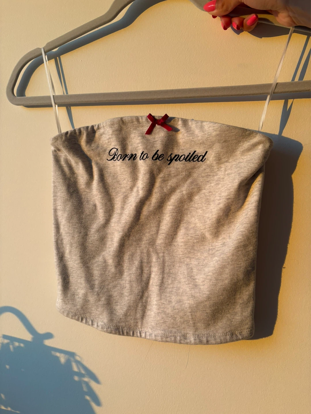 Gently Used - Garage Strapless Crop “Born to be Spoiled”