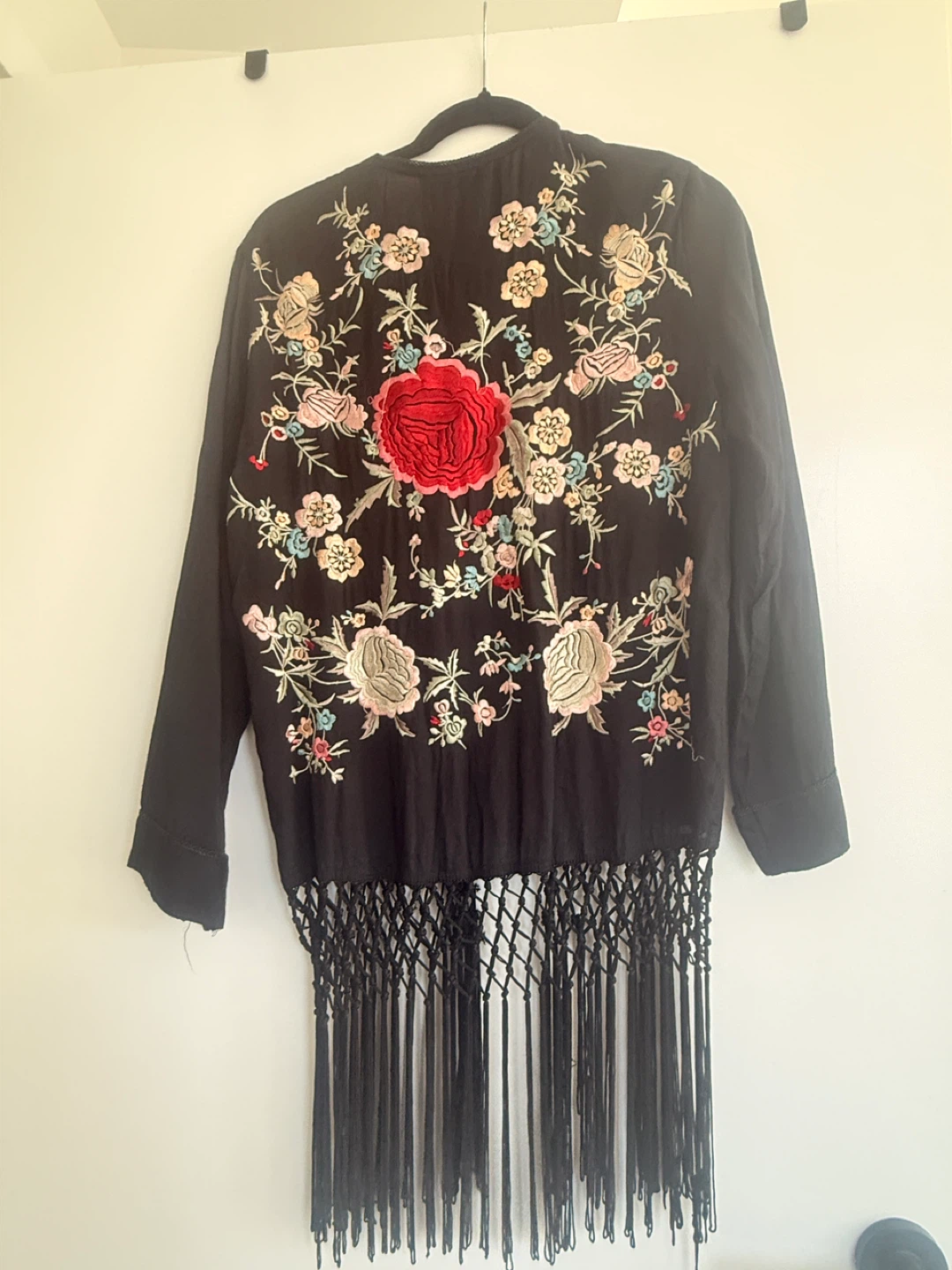 Zara Embroidered Kimono Jacket with Fringe - photo 2