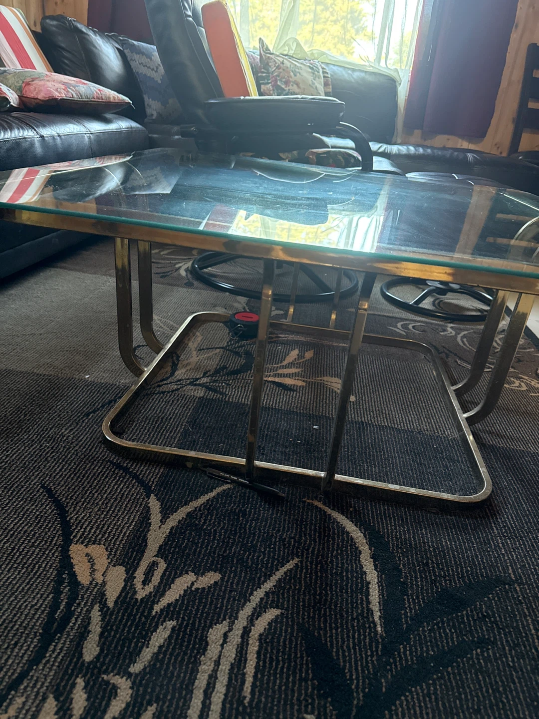 Glass and Brass Coffee Table / Center Table (living room)