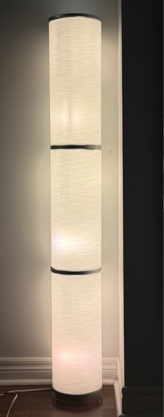 White Cylindrical Floor Lamps (pair)