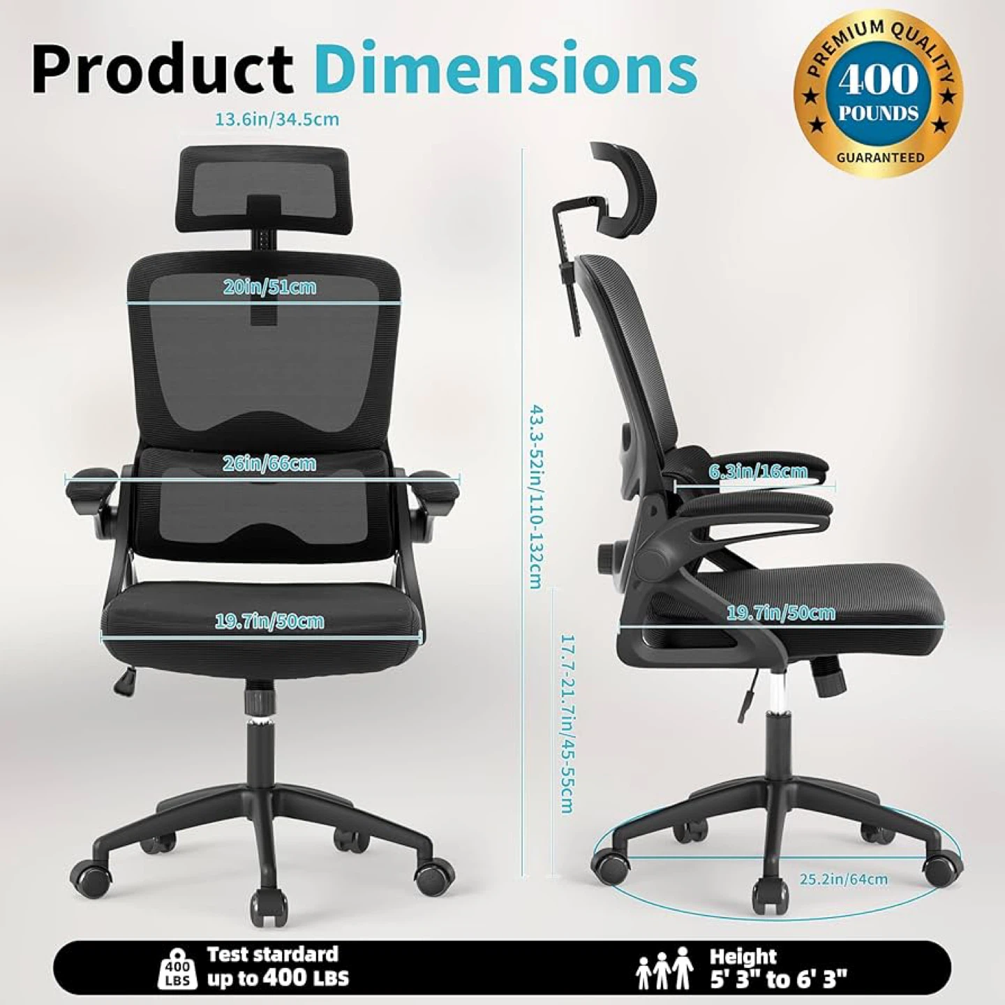 🔥 NEW-rgonomic High Back Mesh Office Chair (400 lbs Capacity) - photo 3