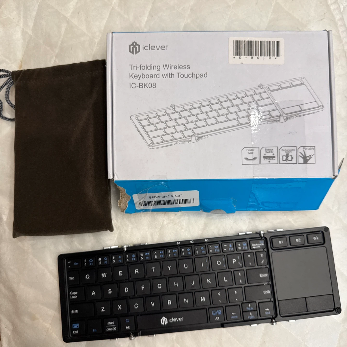 iClever Tri-folding Wireless Keyboard with Touchpad IC-BK08