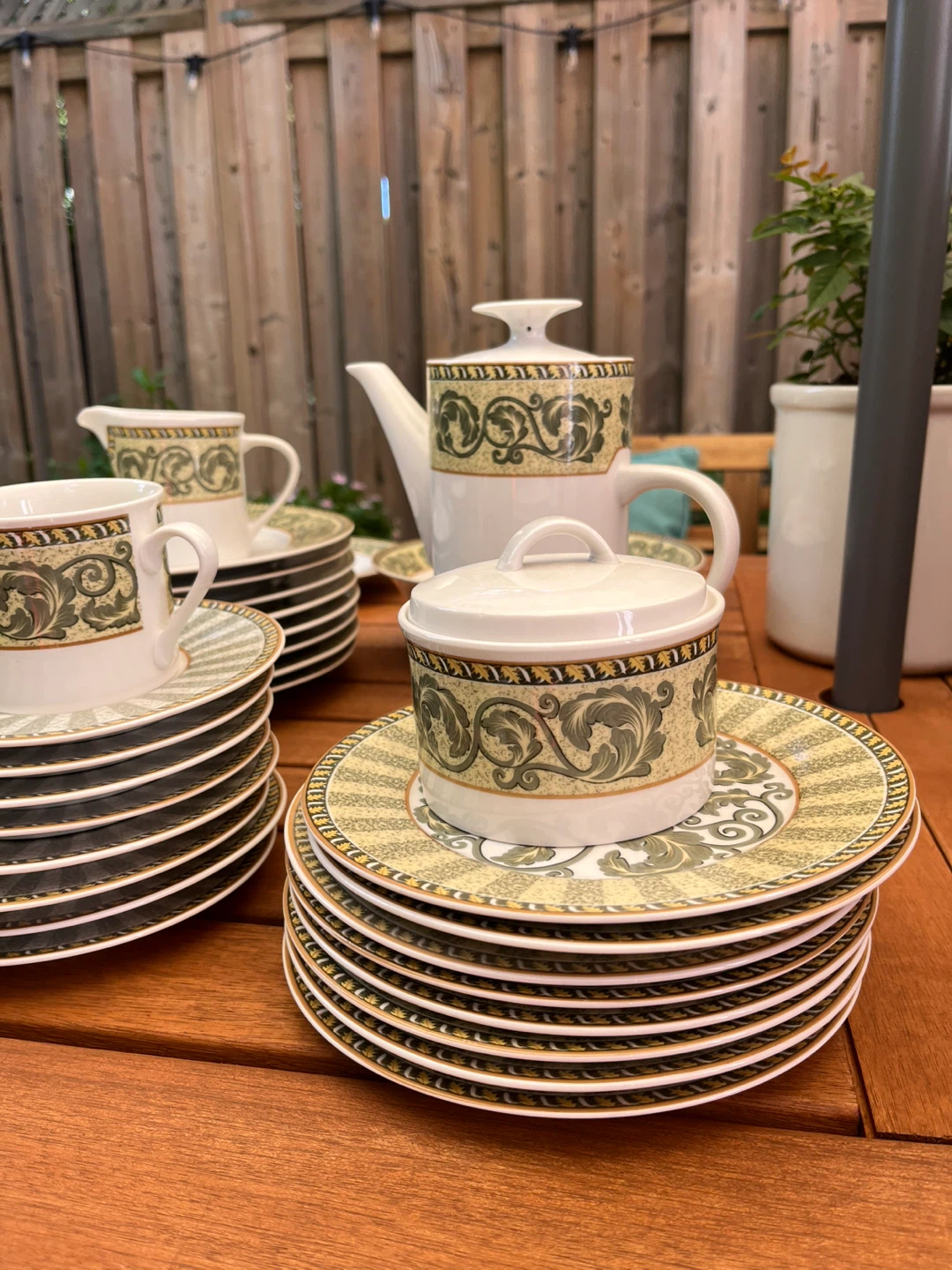 Vintage Dinnerware Set in sage green