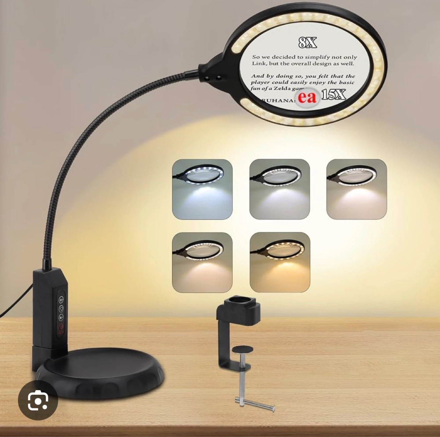 Black Magnifying Lamp with Adjustable LED Light - photo 5