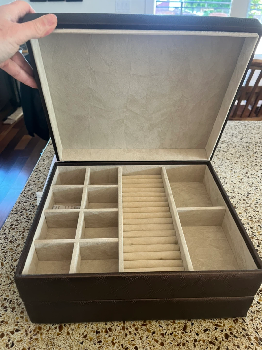 ⚽️Brown Faux Leather Jewellery Organizer Box - photo 2