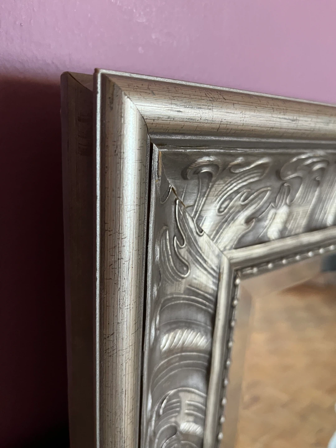 Large Ornate Silver Frame Mirror - photo 4