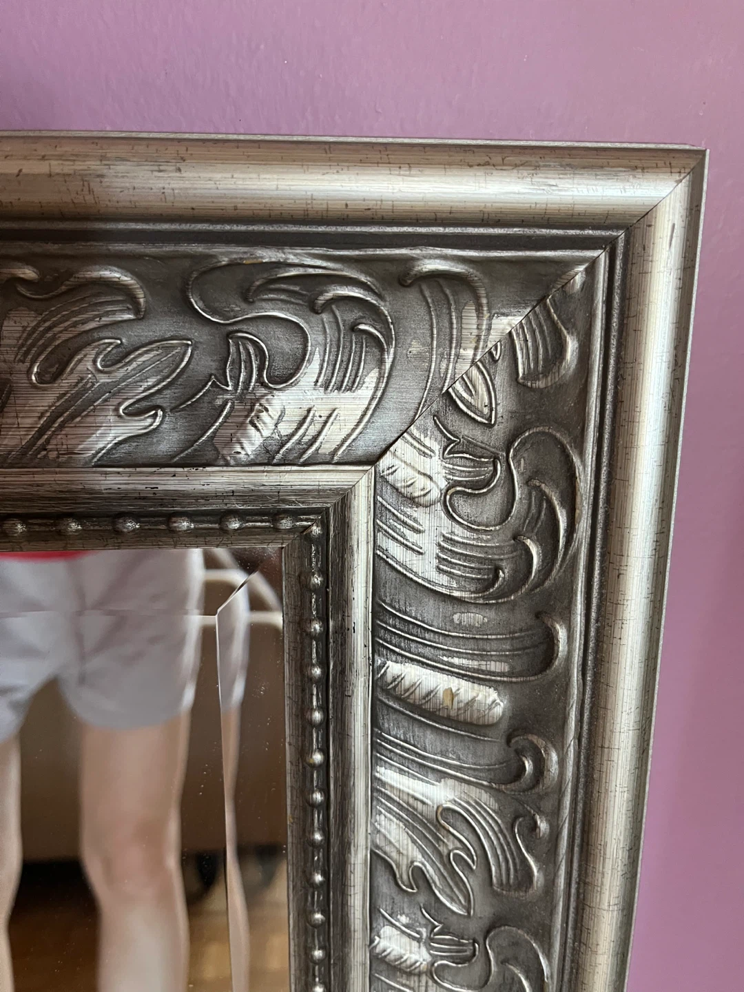 Large Ornate Silver Frame Mirror - photo 3