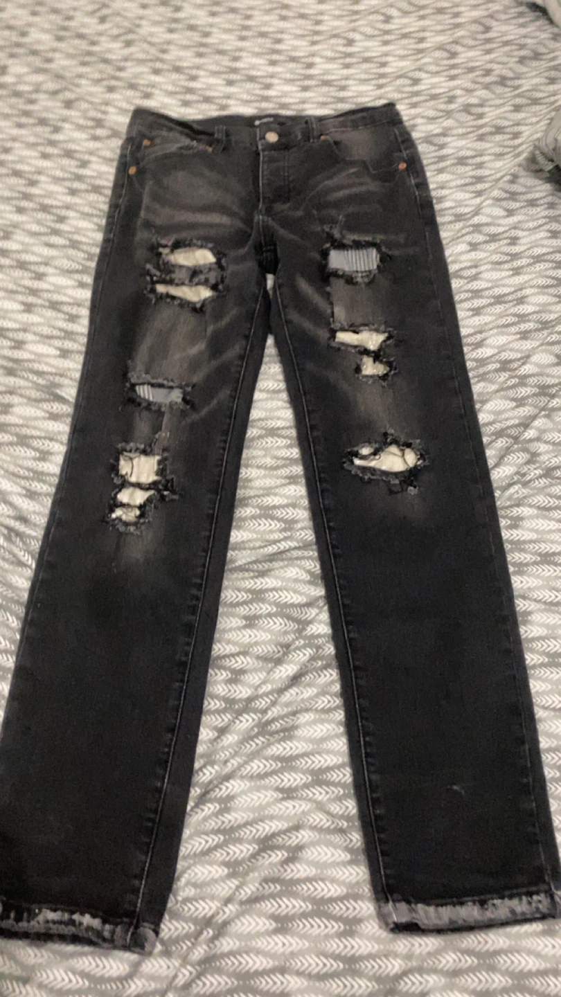 Purple Brand Black Distressed Patchwork Jeans