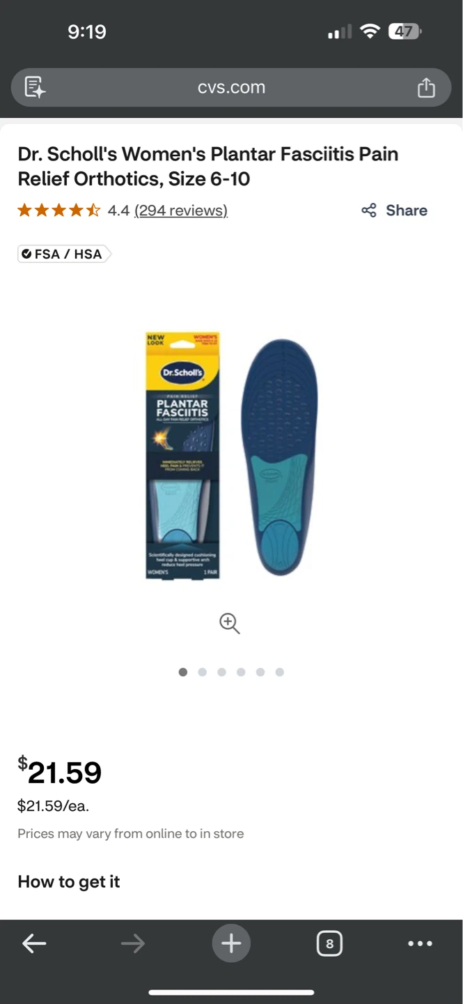 Dr. Scholl's Women's Plantar Fasciitis Pain Relief Orthotics
