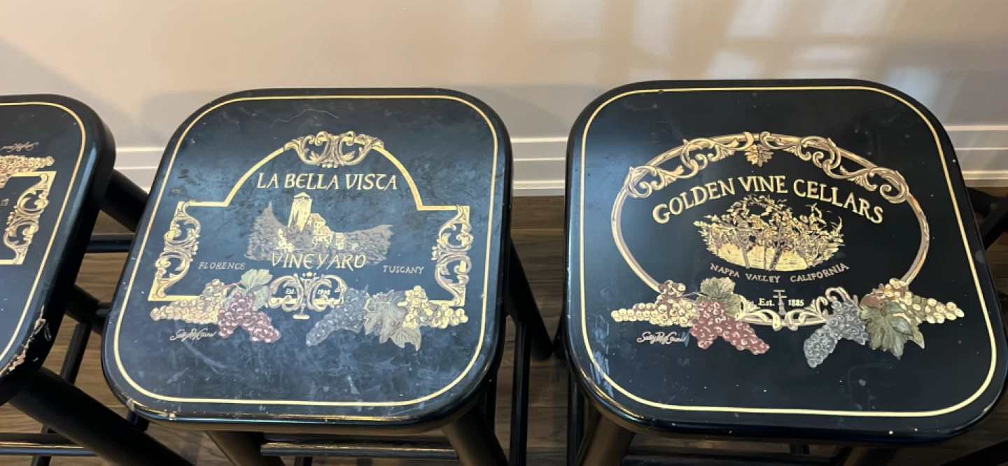 Set of 3 Bar Stools - "La Bella Vista" & "Golden Vine Cellars" - photo 2