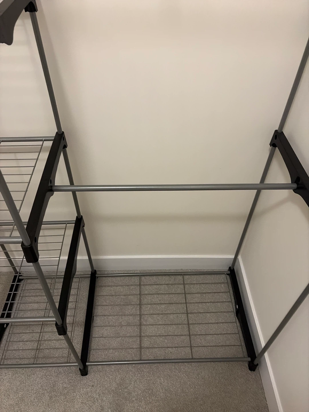 Grey metal garment rack with shelves - photo 4