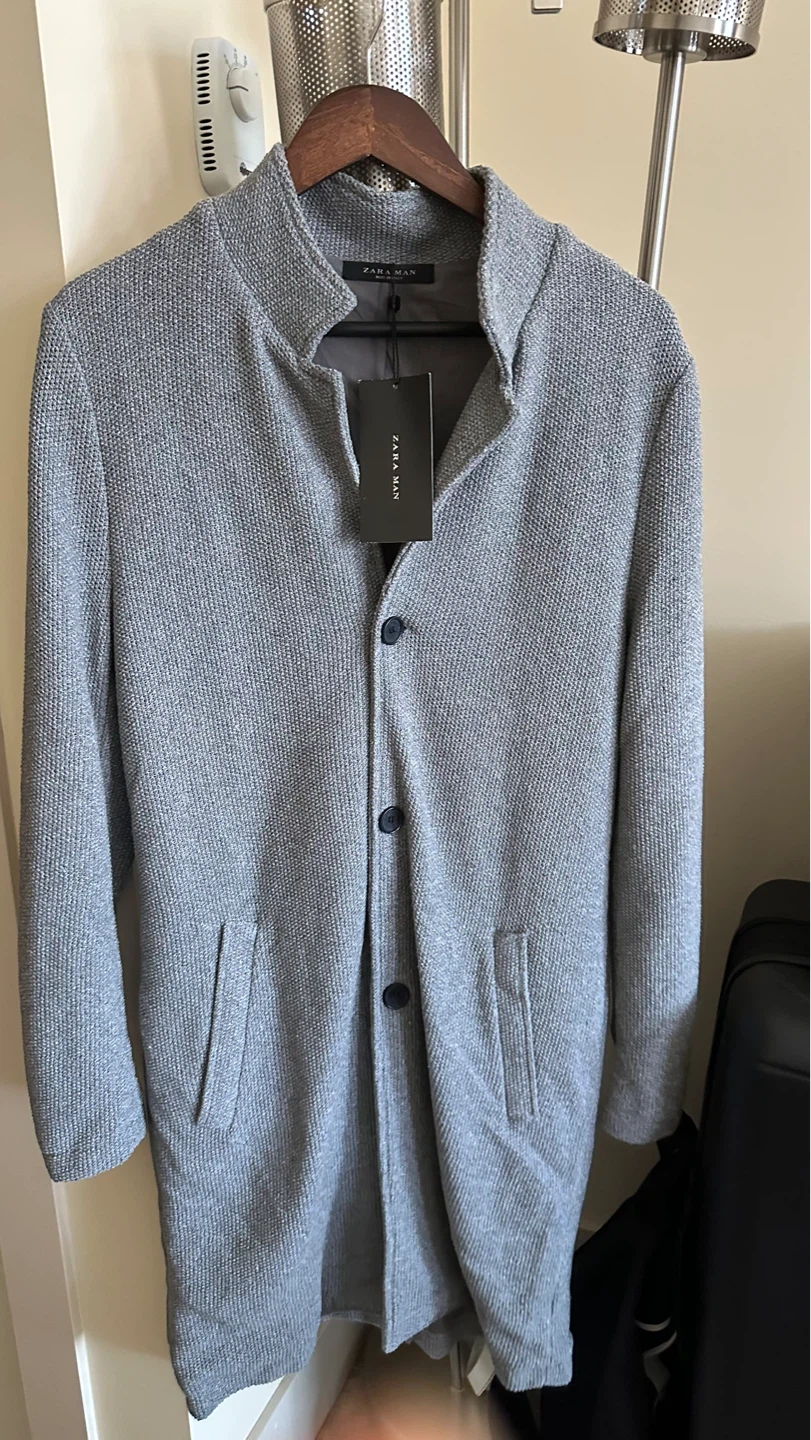 Zara Man Grey Textured Cardigan