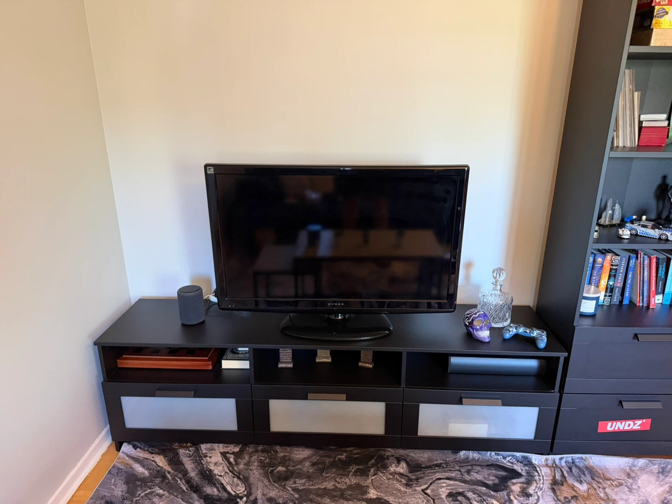 Black TV Stand and Matching Bookcase Set - photo 2