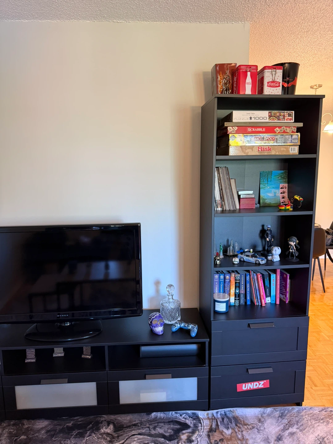 Black TV Stand and Matching Bookcase Set - photo 4