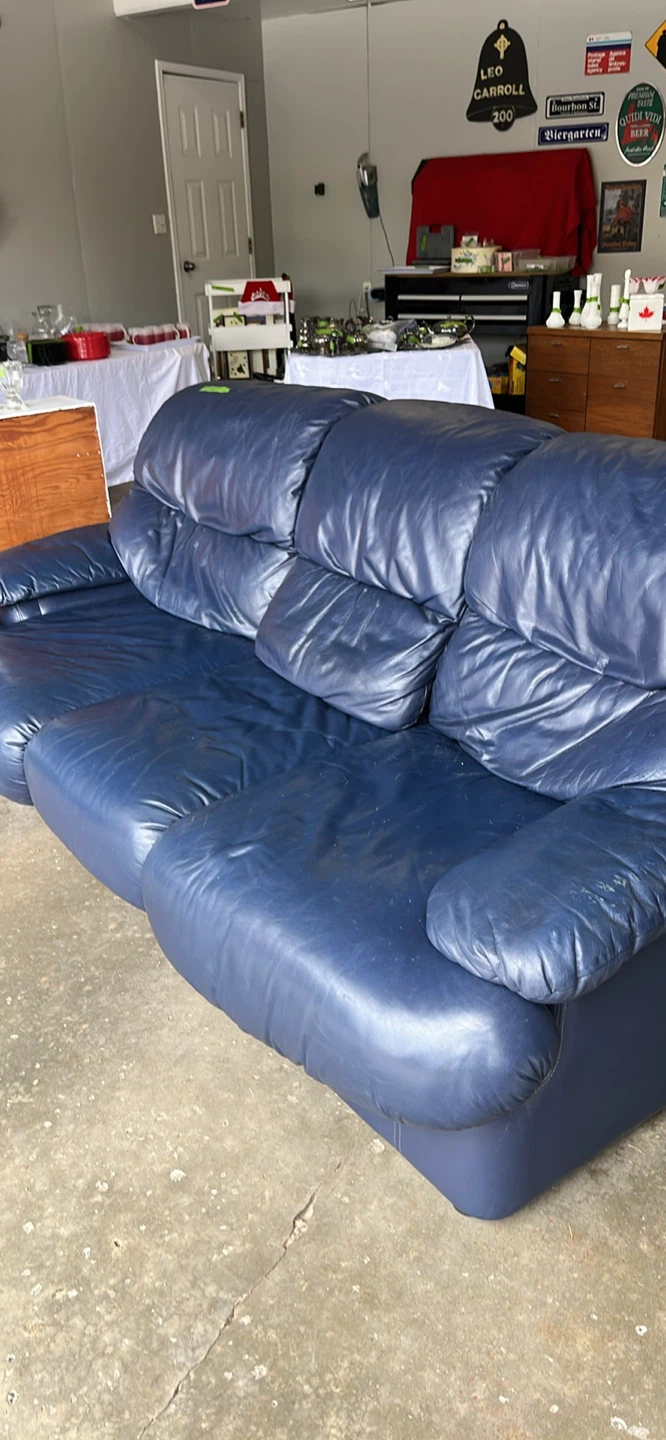 Blue Leather Sofa
