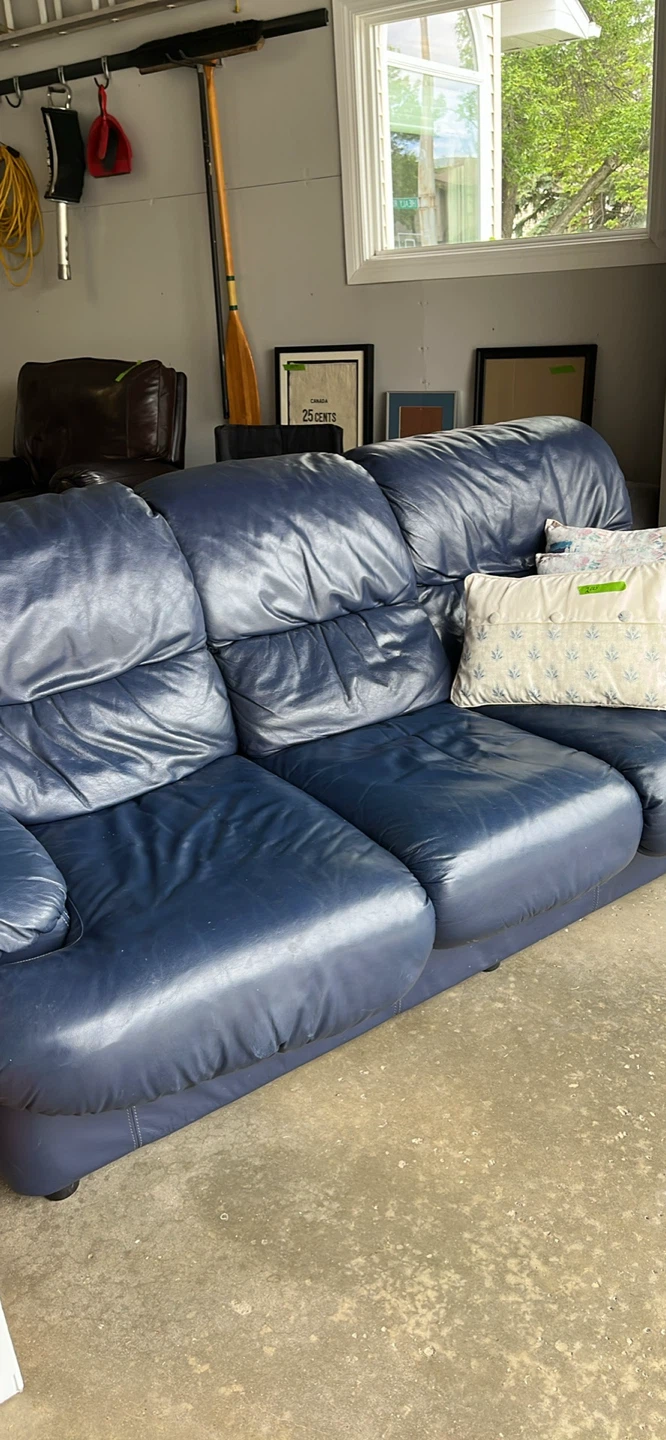 Blue Leather Sofa - photo 2