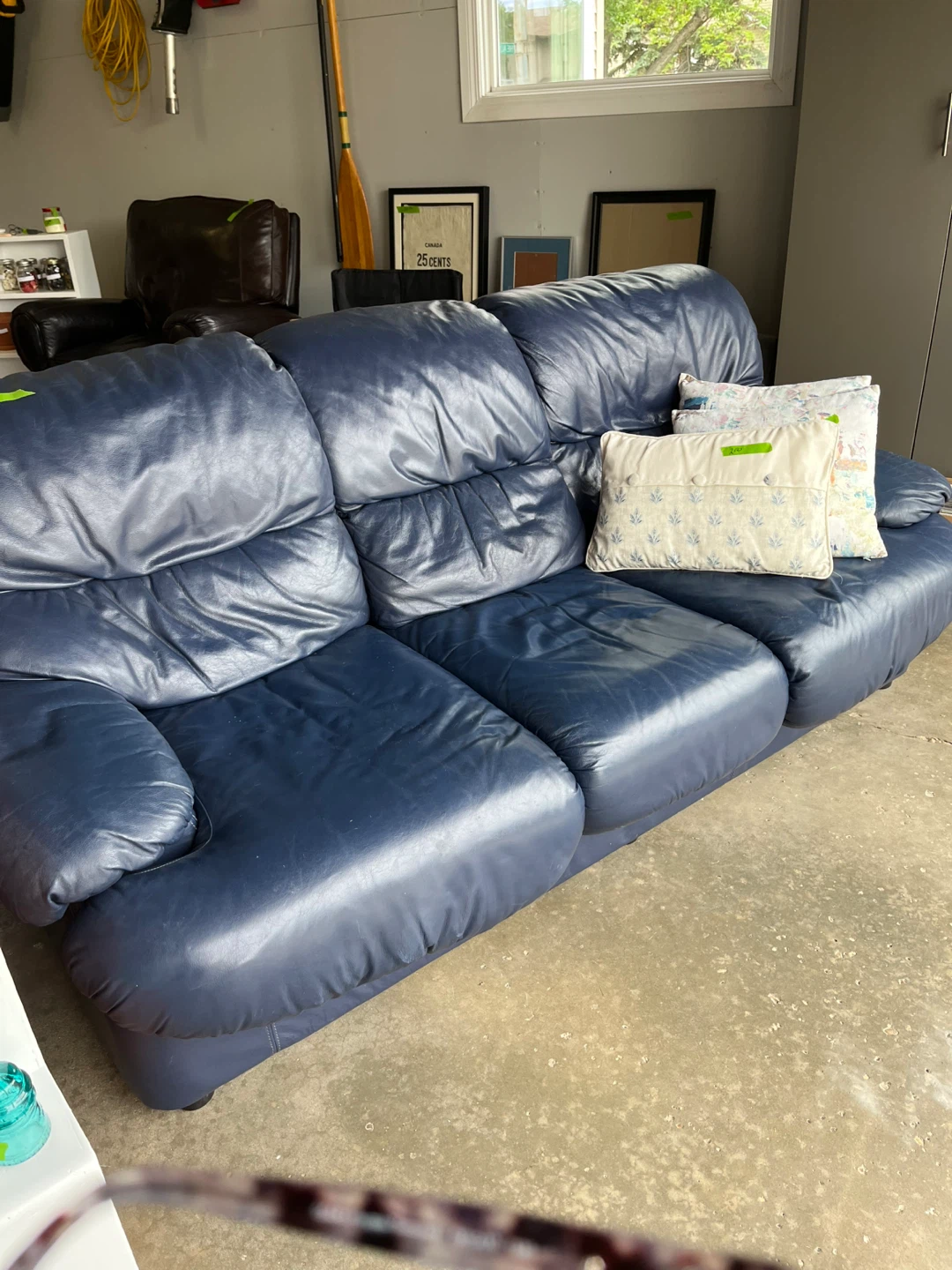Blue Leather Sofa - photo 3