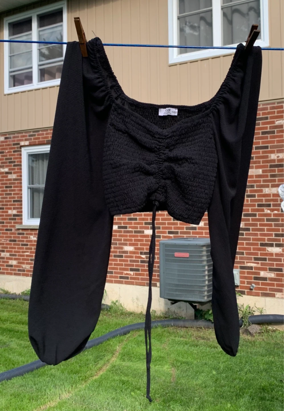 Ardene XS Black Smocked Crop Top - ⚽️