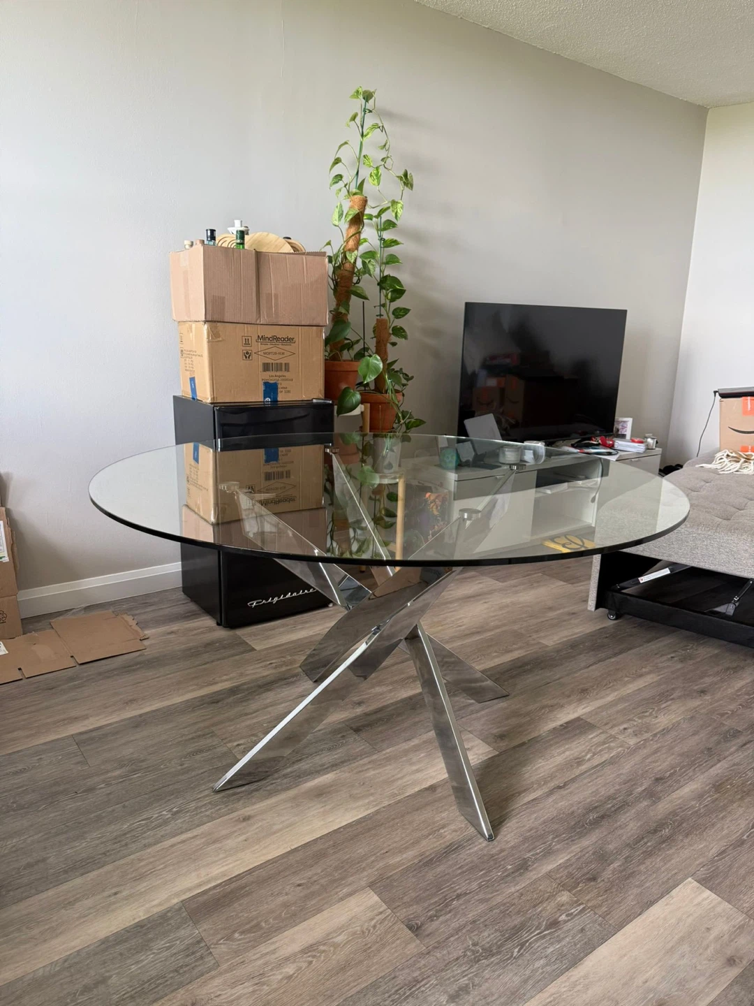 Glass Dining Table with Chrome Base - photo 3