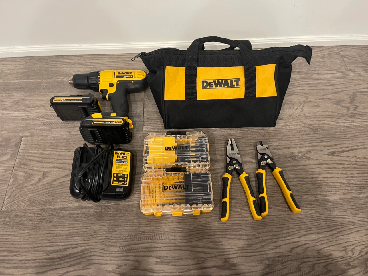 DeWalt 20V Cordless Drill Set with Bits and Bag
