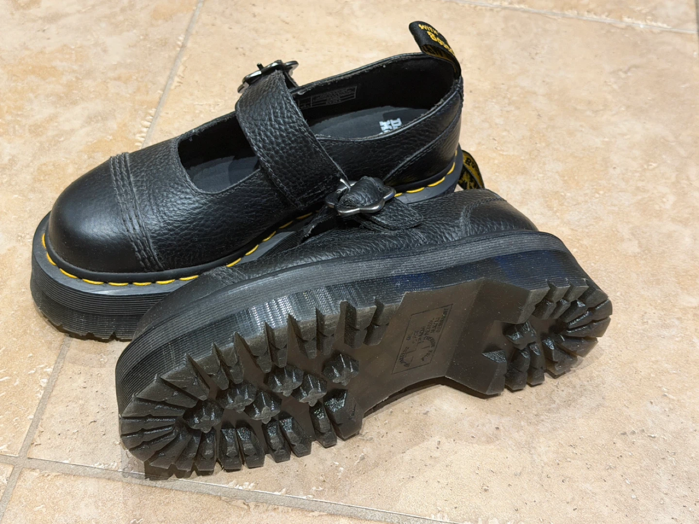 Dr. Martens Black Leather Mary Jane Platform Shoes - photo 4