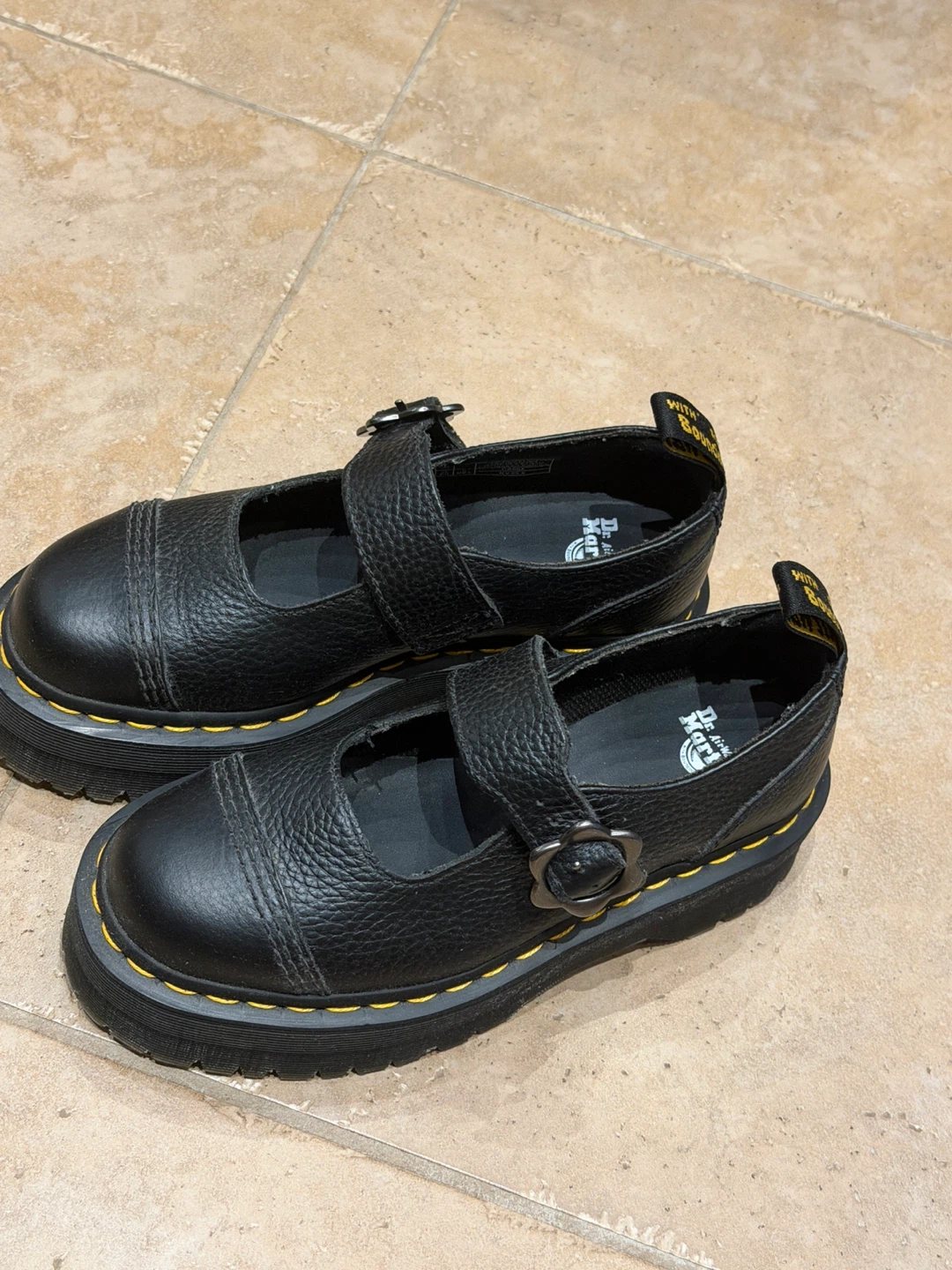 Dr. Martens Black Leather Mary Jane Platform Shoes - photo 2
