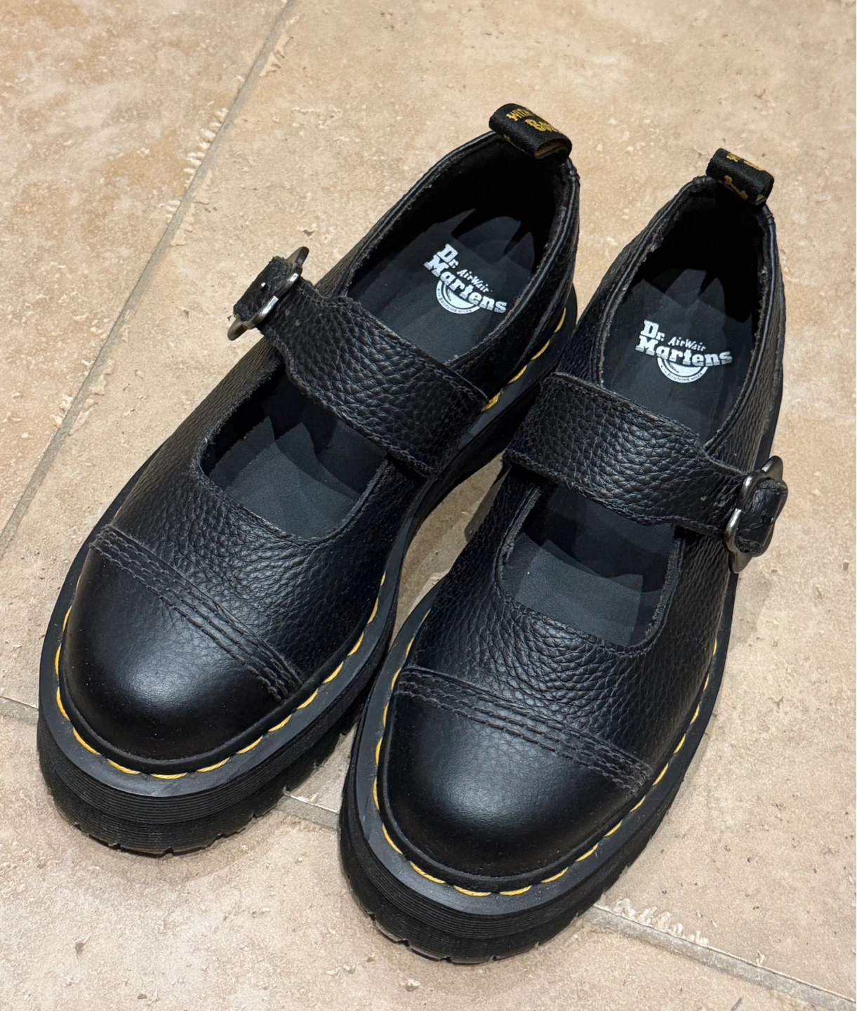 Dr. Martens Black Leather Mary Jane Platform Shoes - photo 3