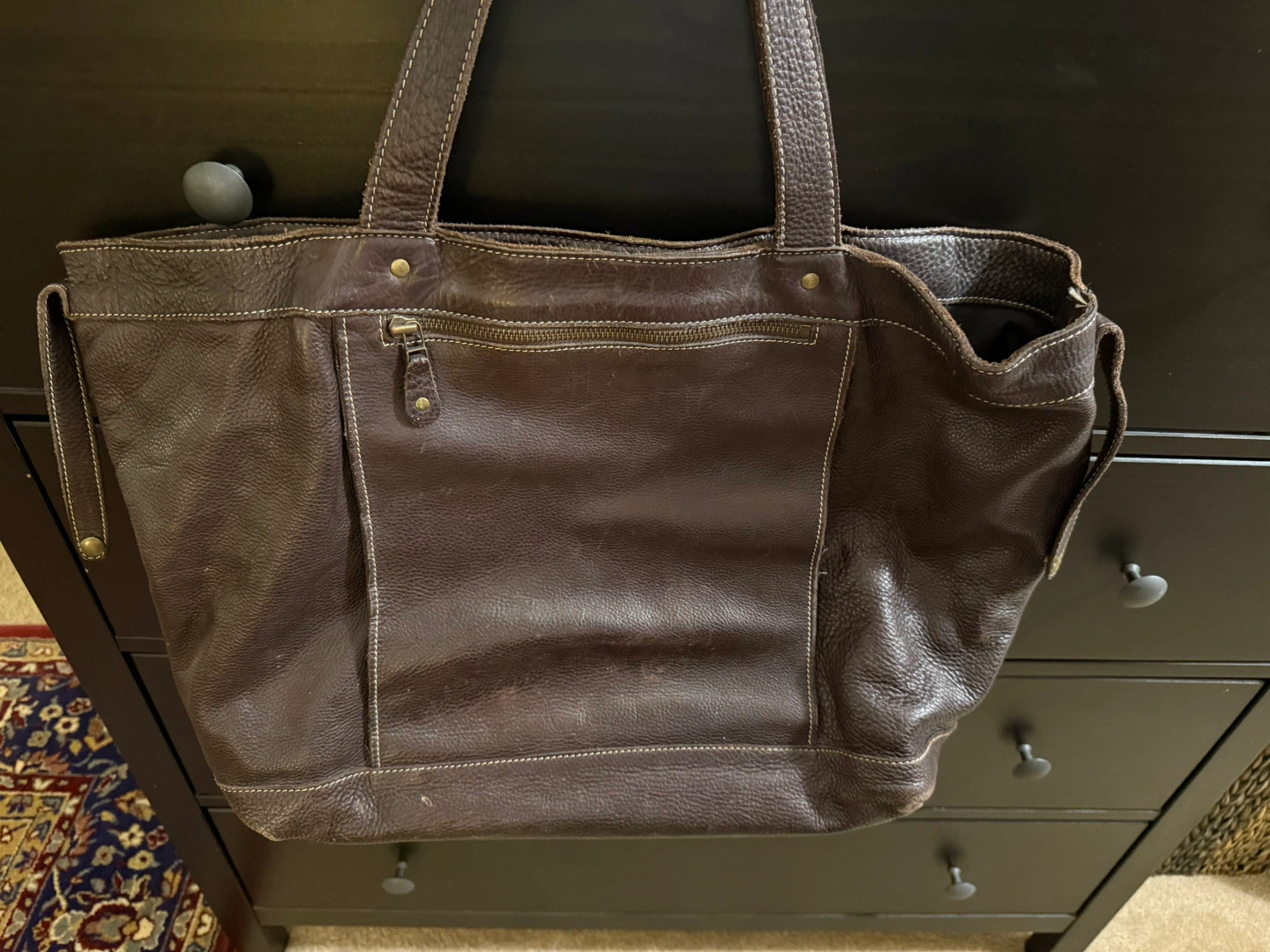 Roots Leather Tote Bag