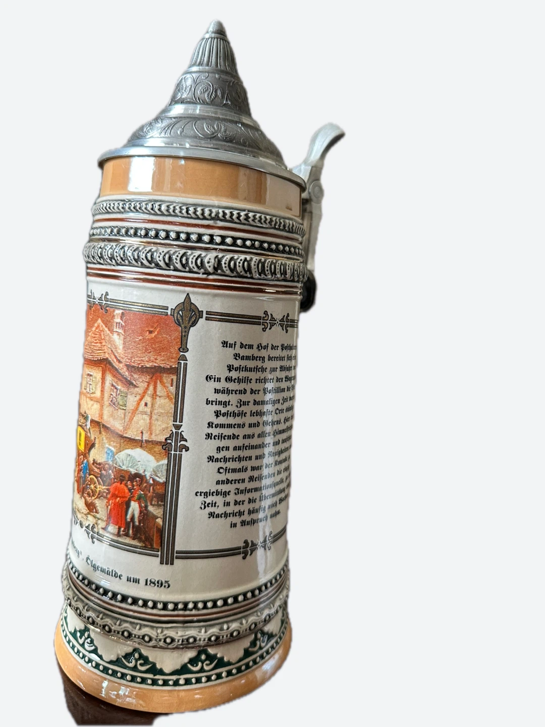 German Bier Stein 1 Liter Beer Mug with Lid. - photo 4