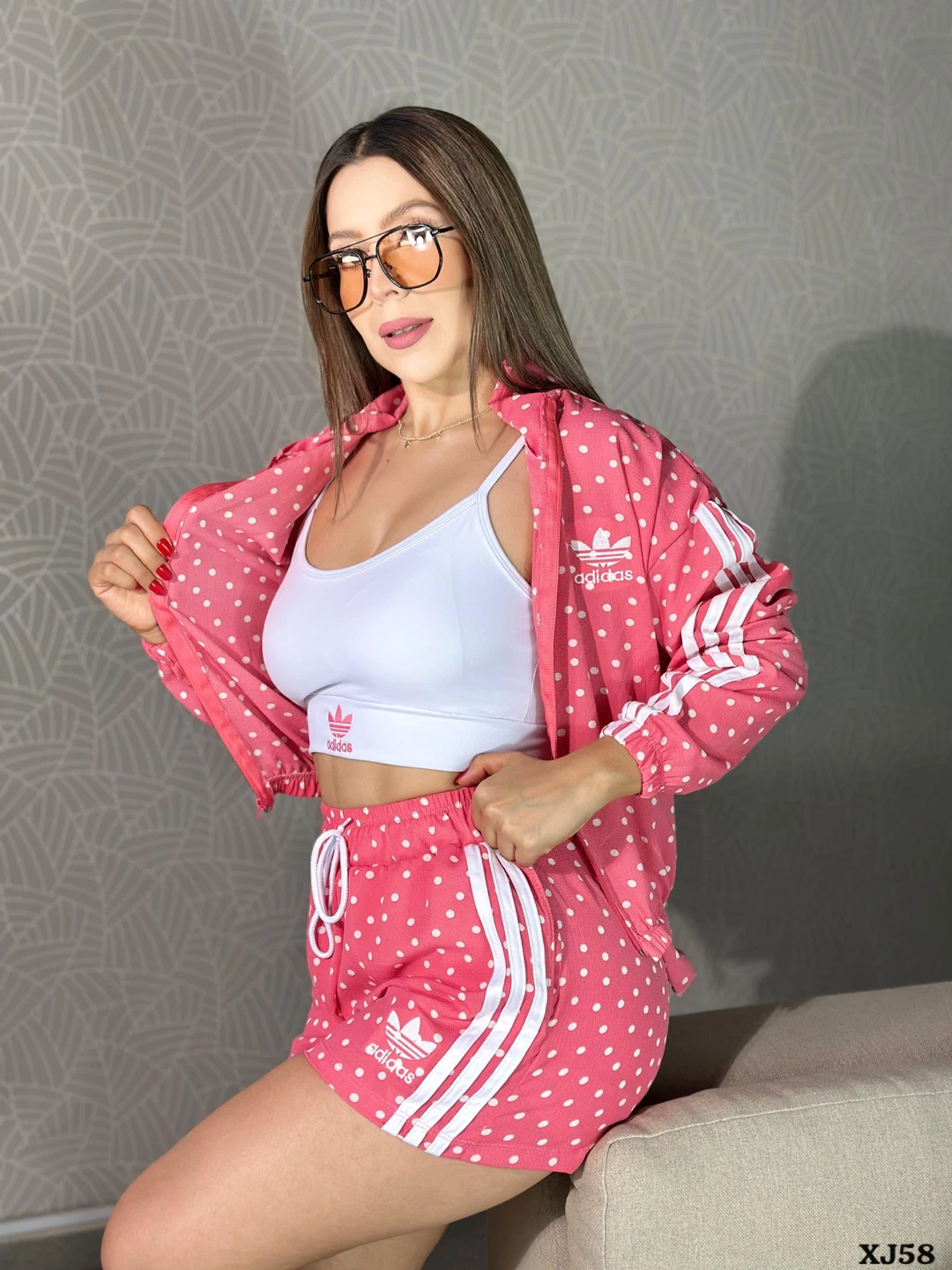 Pink Adidas Polka Dot Tracksuit Set - photo 4