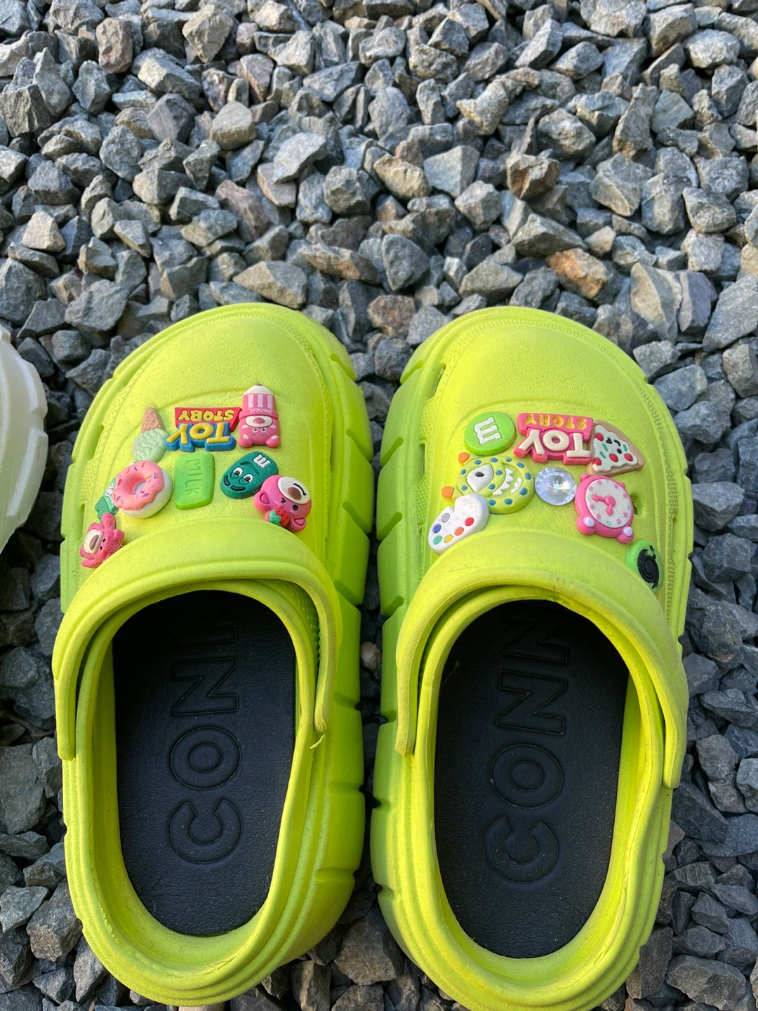 White Croc-style Clogs with Charms