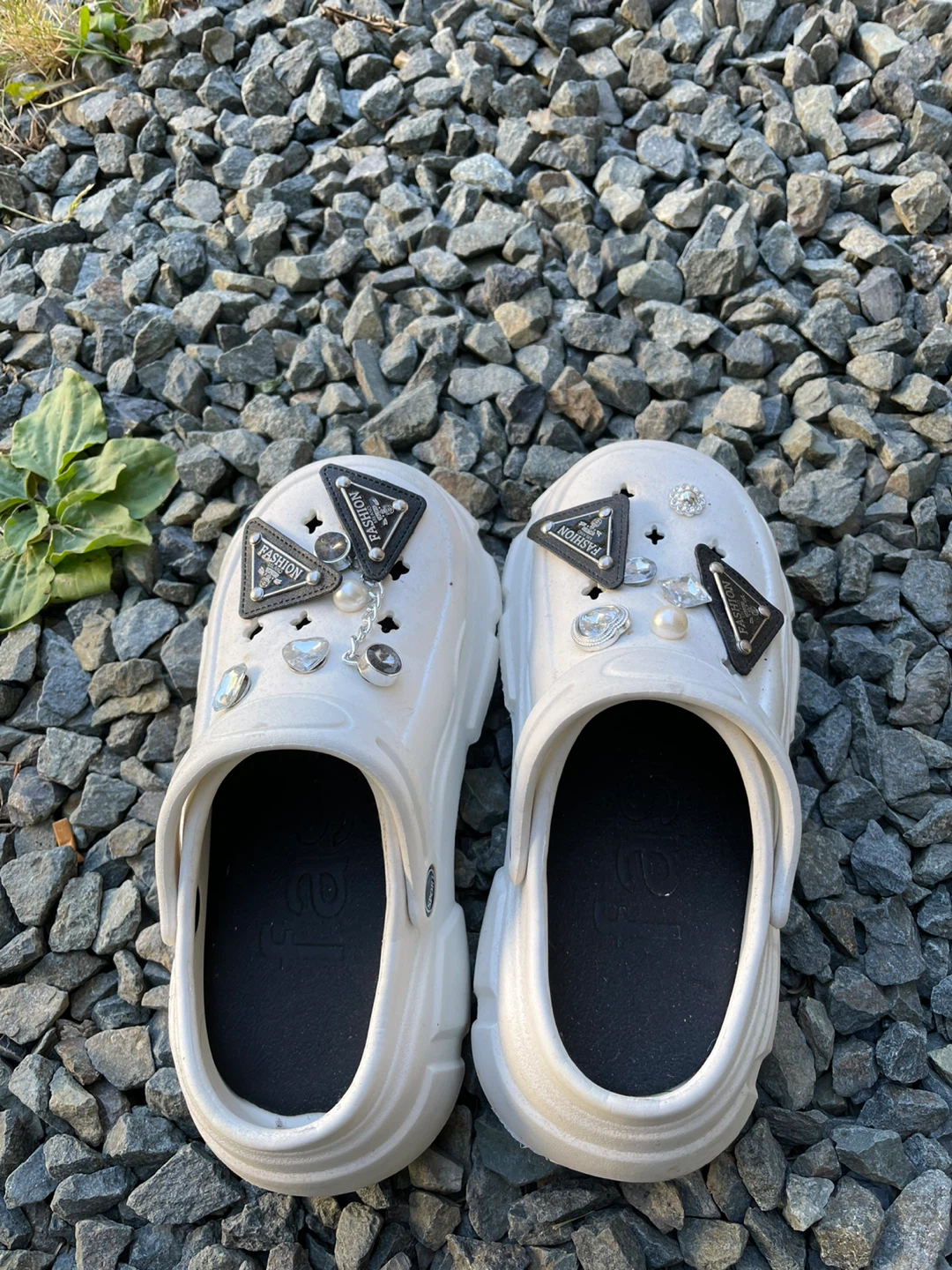 White Croc-style Clogs with Charms - photo 3