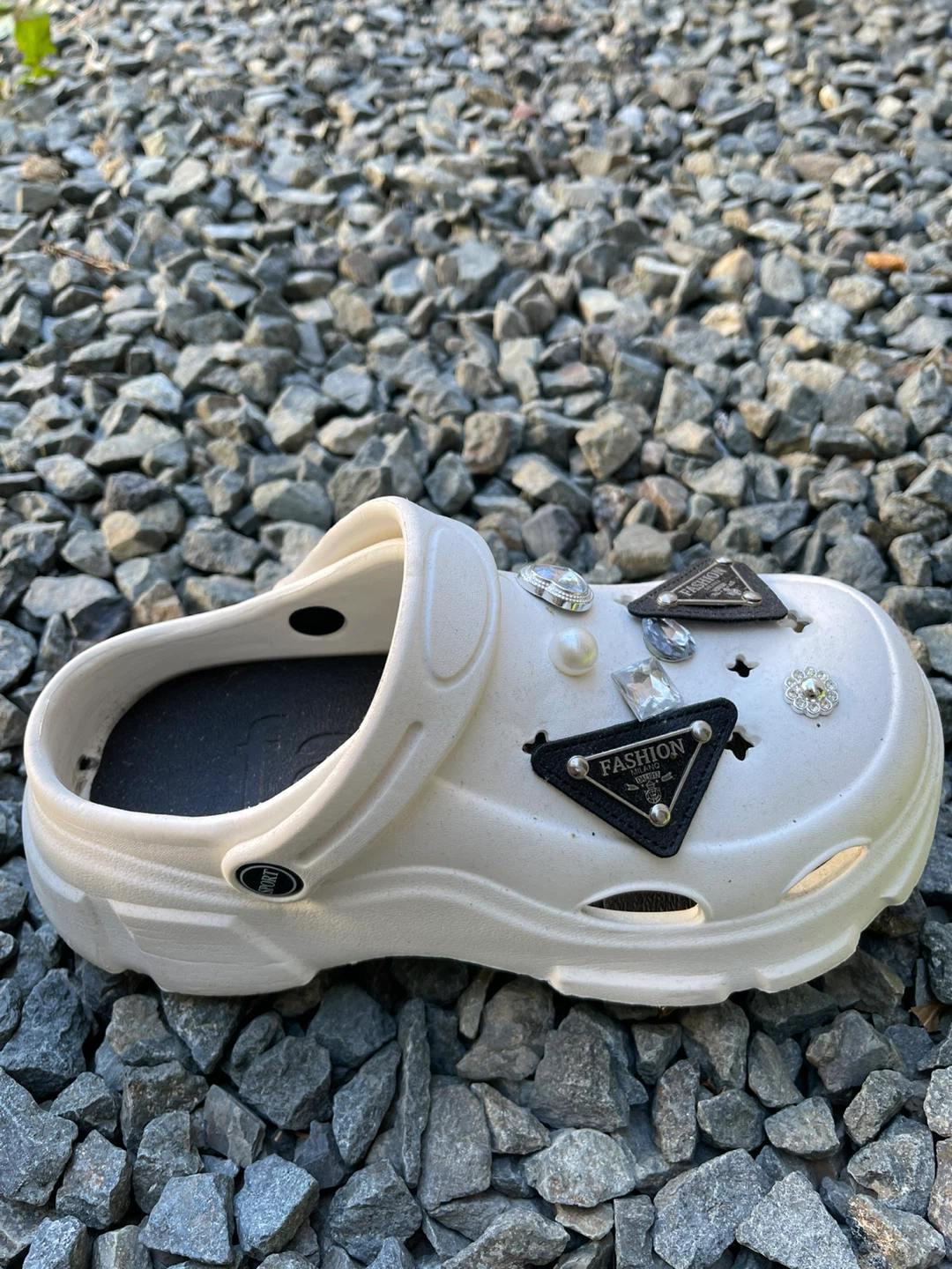 White Croc-style Clogs with Charms - photo 4