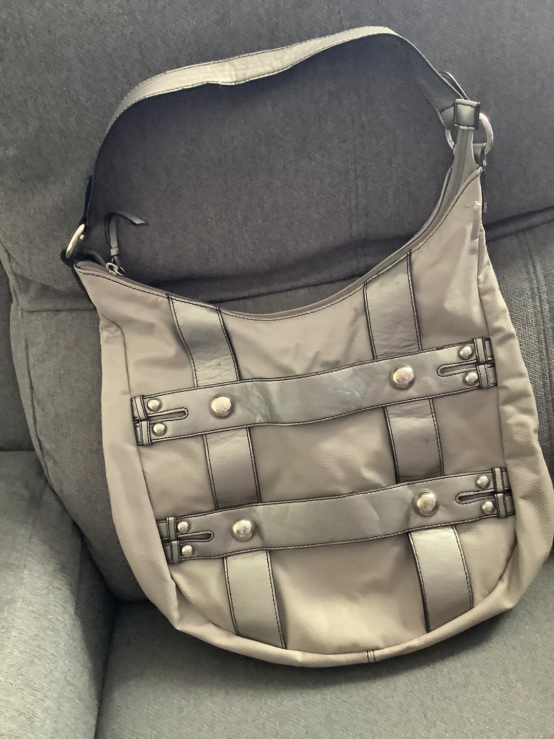 Silver Shoulder Bag with Studs - photo 2