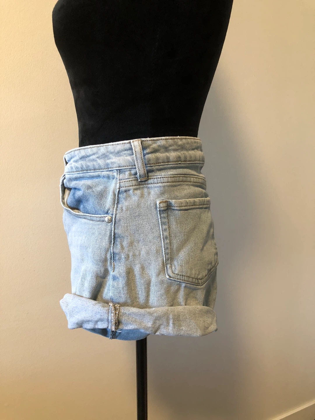 Light Wash Denim Shorts - photo 4