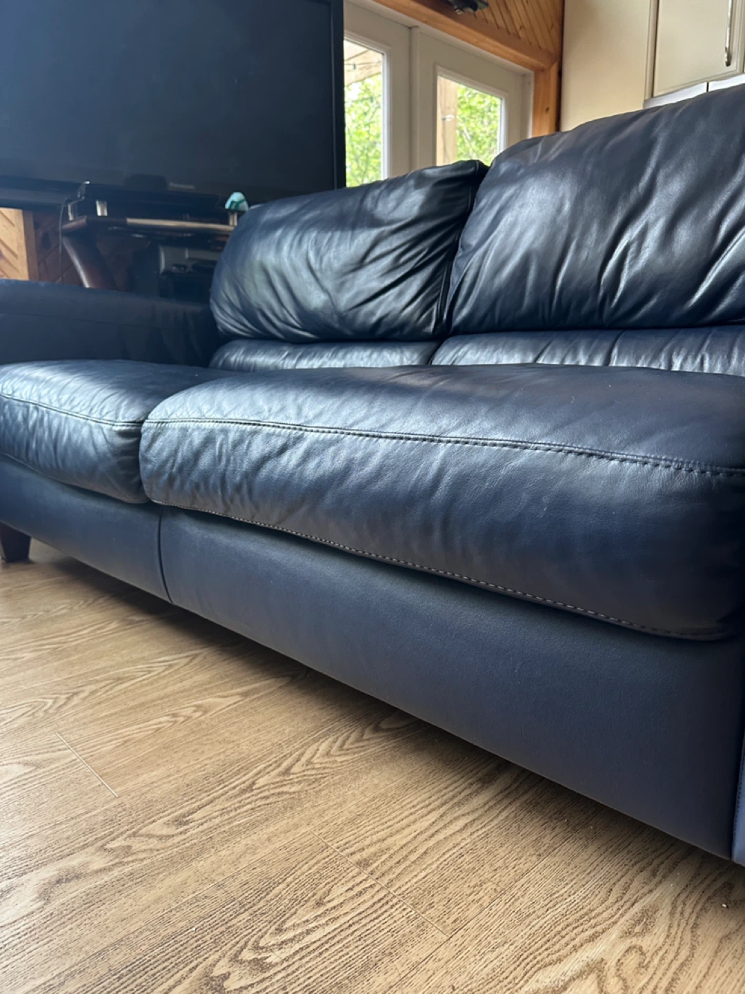 Natuzzi Editions Blue Leather Sofa (CAN DELIVER) - photo 5