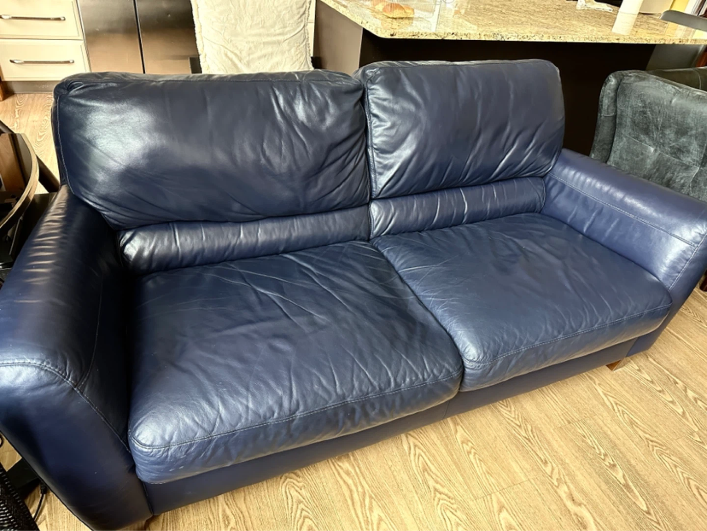 Natuzzi Editions Blue Leather Sofa (CAN DELIVER) - photo 3