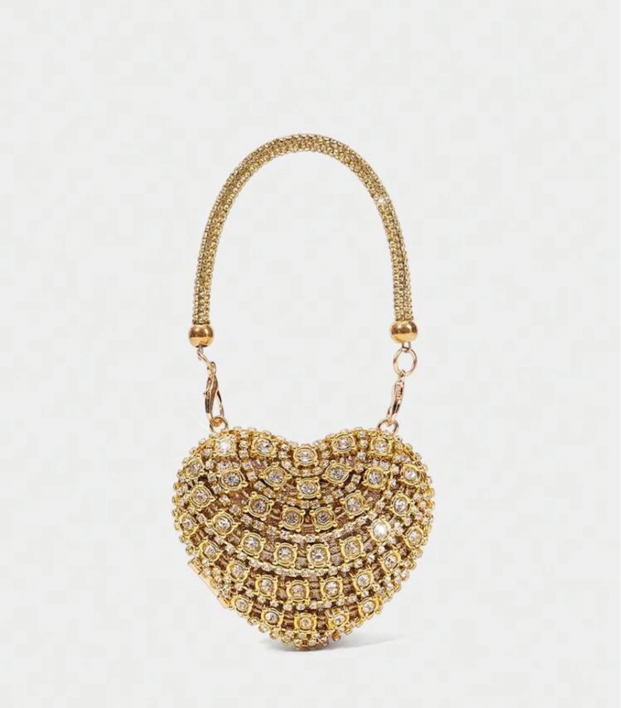 Heart-shaped clutch purse with rhinestones