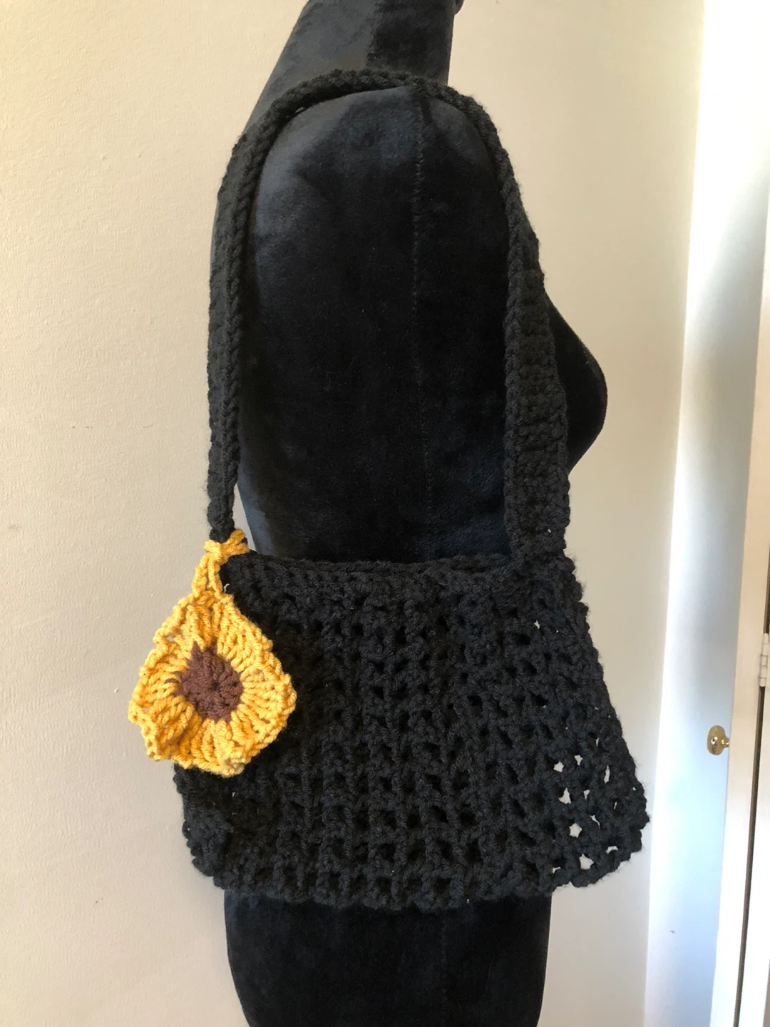 Handmade Crochet Bag with Sunflower Accent - photo 2