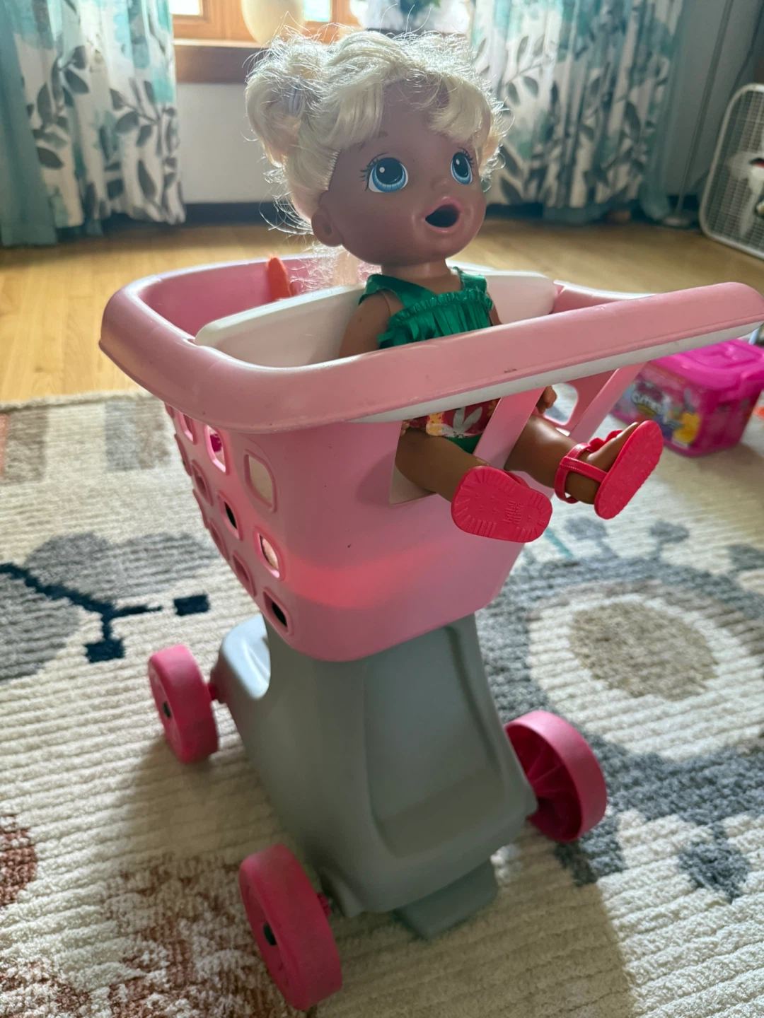 Step2 Pink and Gray Shopping Cart with Doll set