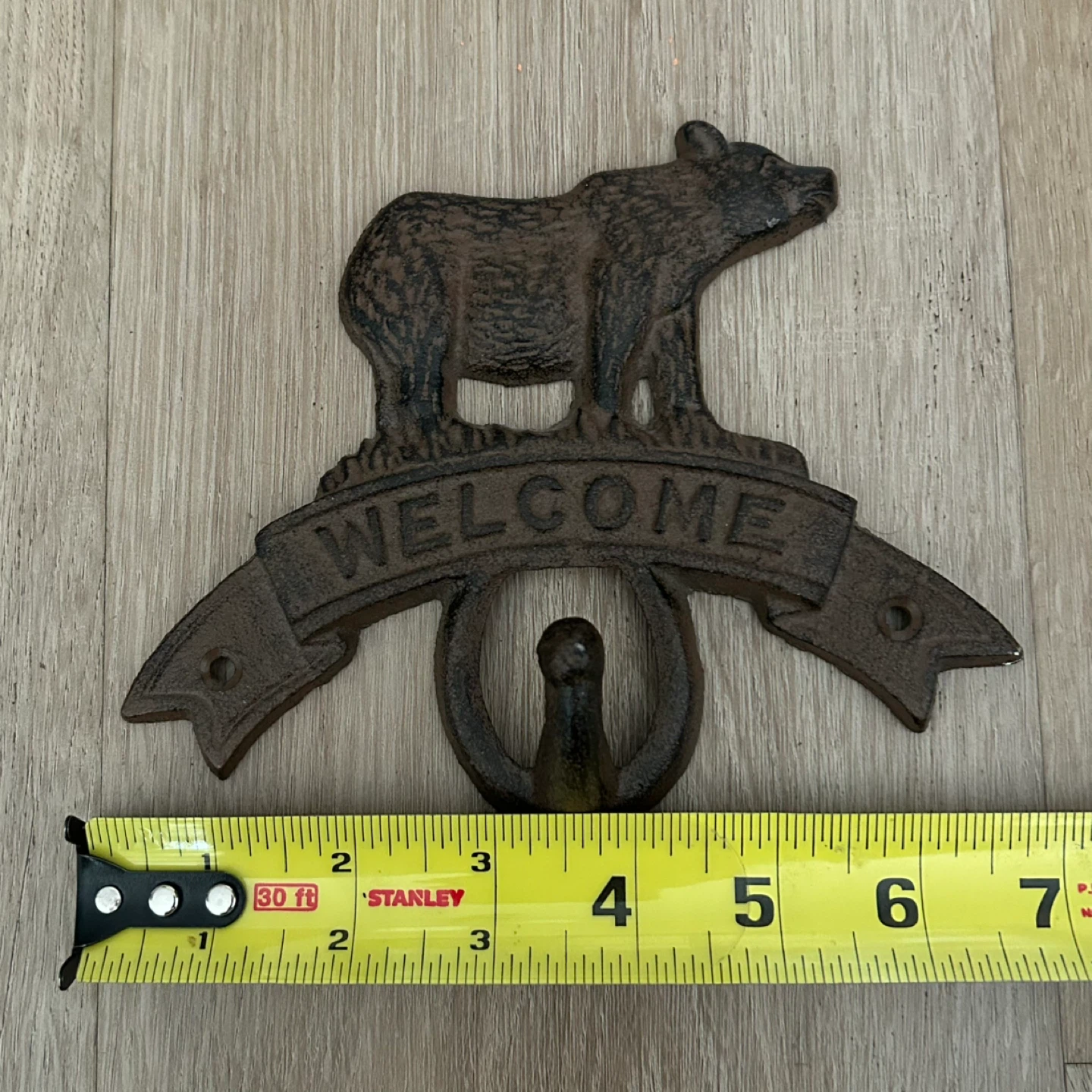 ⚽ Cast Iron Bear “Welcome” Wall Hook - photo 2